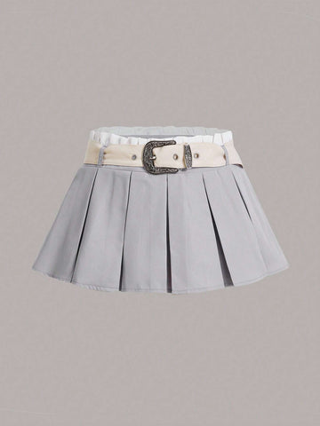ICON Paperbag Waist Belted Pleated Skirt