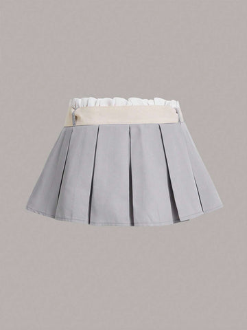 ICON Paperbag Waist Belted Pleated Skirt