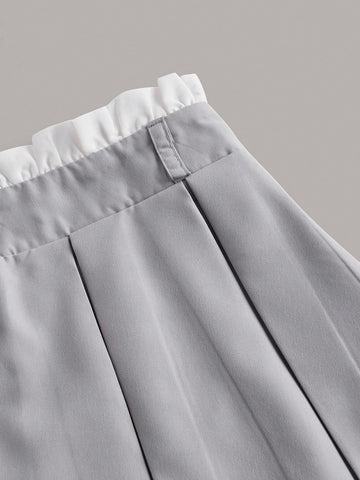 ICON Paperbag Waist Belted Pleated Skirt