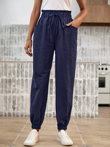 Paperbag Waist Knot Front Pants