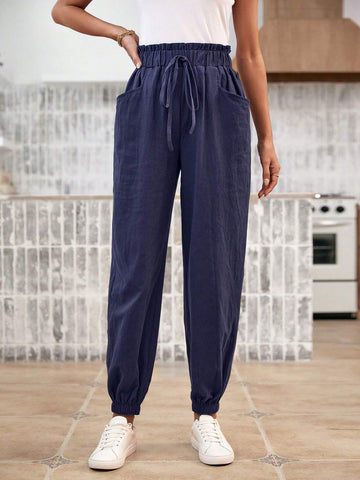 Paperbag Waist Knot Front Pants