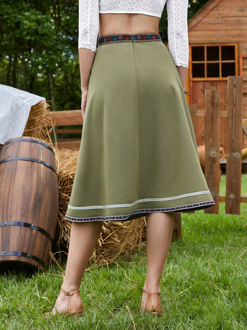 MOD Floral Tape Zip Back Skirt