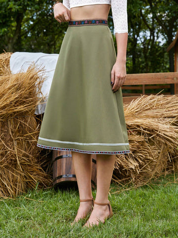 MOD Floral Tape Zip Back Skirt