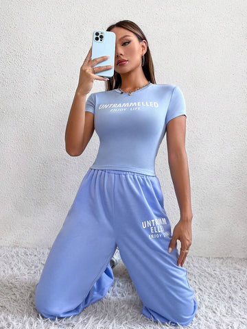 Letter Graphic Tee & Sweatpants
