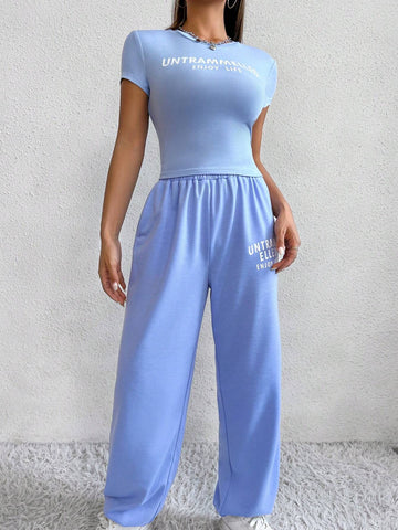 Letter Graphic Tee & Sweatpants