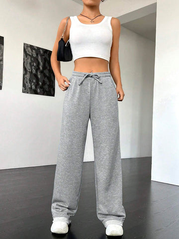 EZwear Drawstring Waist Slant Pocket Sweatpants