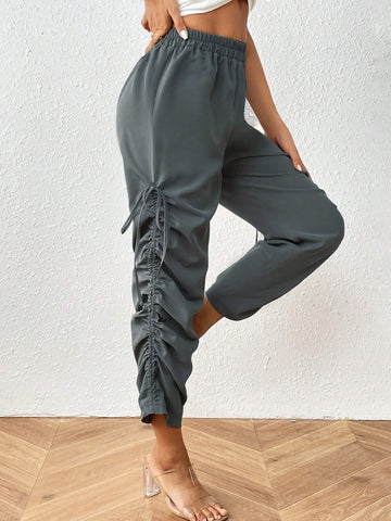 Drawstring Side Ruched Pants