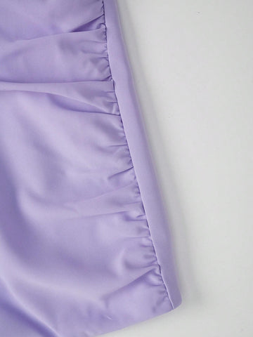 MOD Solid Ruched Ruffle Hem Skirt