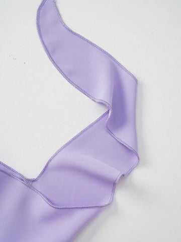 MOD Solid Ruched Ruffle Hem Skirt