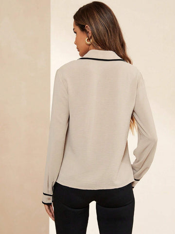 Contrast Binding Button Front Shirt