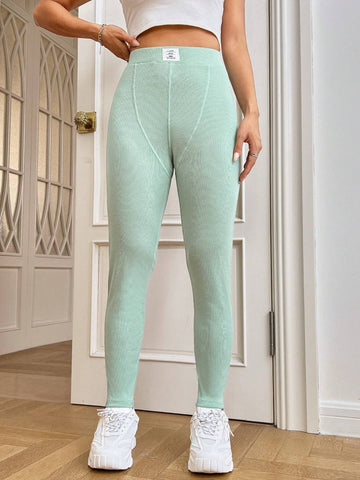 EZwear Letter Patched Detail Leggings