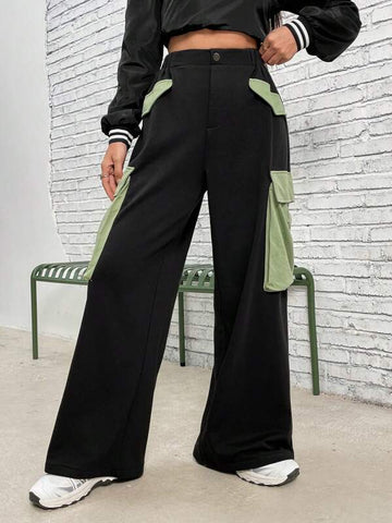 Colorblock Flap Pocket Side Sweatpants