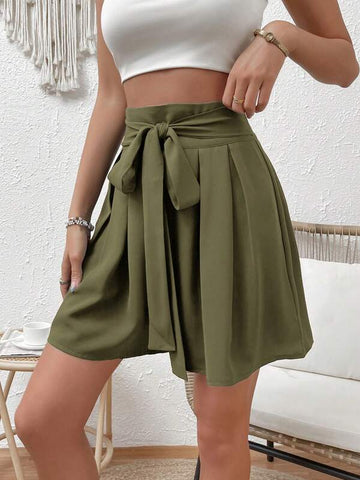 Frenchy High Waist Belted Wide Leg Shorts