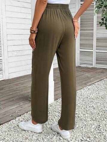 Frenchy Solid Knot Waist Pants