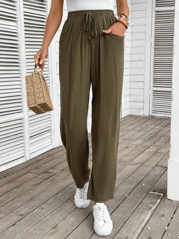 Frenchy Solid Knot Waist Pants