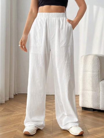 EZwear Solid Slant Pocket Straight Leg Pants