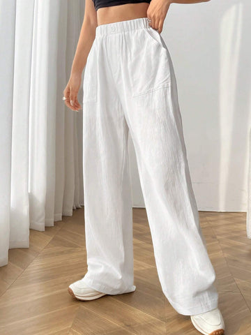 EZwear Solid Slant Pocket Straight Leg Pants