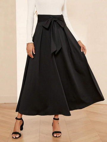 High Waist Belted Flare Skirt