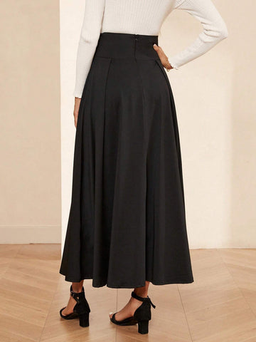 High Waist Belted Flare Skirt