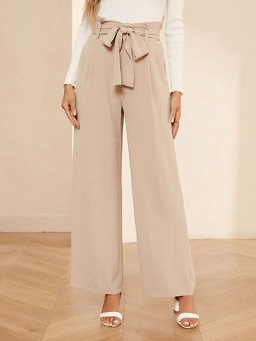 Paperbag Waist Belted Wide Leg Pants