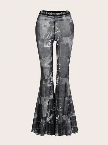 ICON Graphic Print Flare Leg Pants