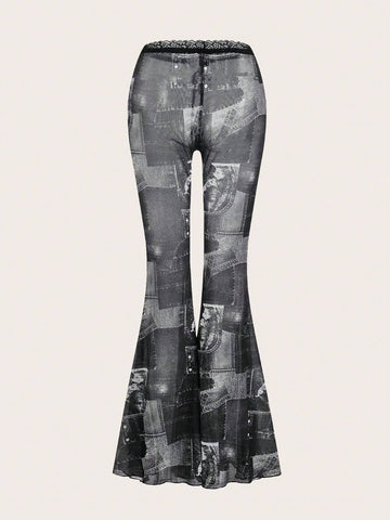 ICON Graphic Print Flare Leg Pants