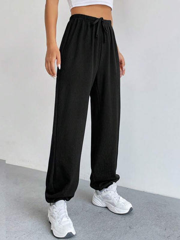 Solid Drawstring Waist Sweatpants