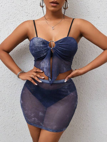 Tie Dye Knot Front Cami Top & Bodycon Skirt