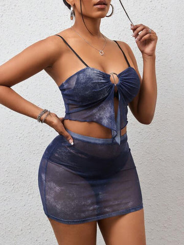 Tie Dye Knot Front Cami Top & Bodycon Skirt