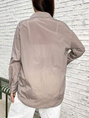 Solid Button Front Shirt