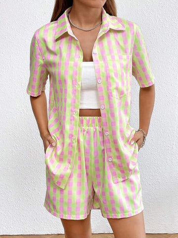 Gingham Print Shirt & Shorts
