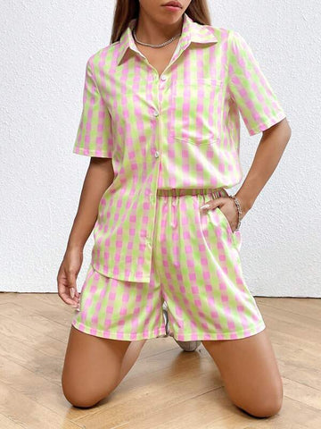 Gingham Print Shirt & Shorts