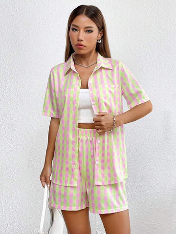 Gingham Print Shirt & Shorts