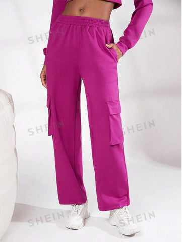 BASICS Spacer Fabric Flap Pocket Side Spacer Fabric Cargo Sweatpants