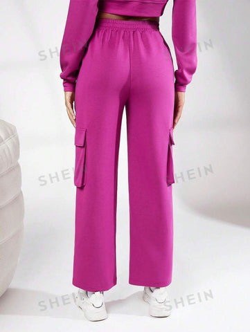 BASICS Spacer Fabric Flap Pocket Side Spacer Fabric Cargo Sweatpants