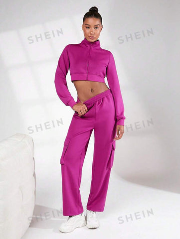 BASICS Spacer Fabric Flap Pocket Side Spacer Fabric Cargo Sweatpants