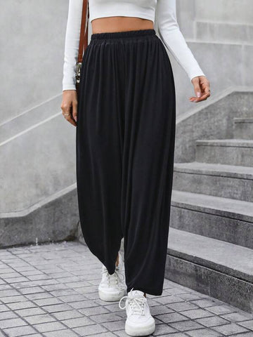 LUNE Solid Elastic Waist Carrot Pants