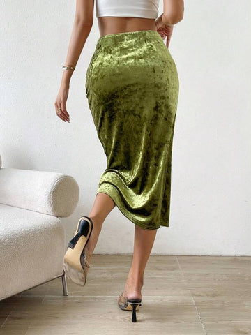 Essnce High Waist Wrap Hem Skirt