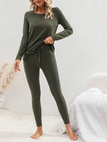 Solid Button Detail Tee & Leggings