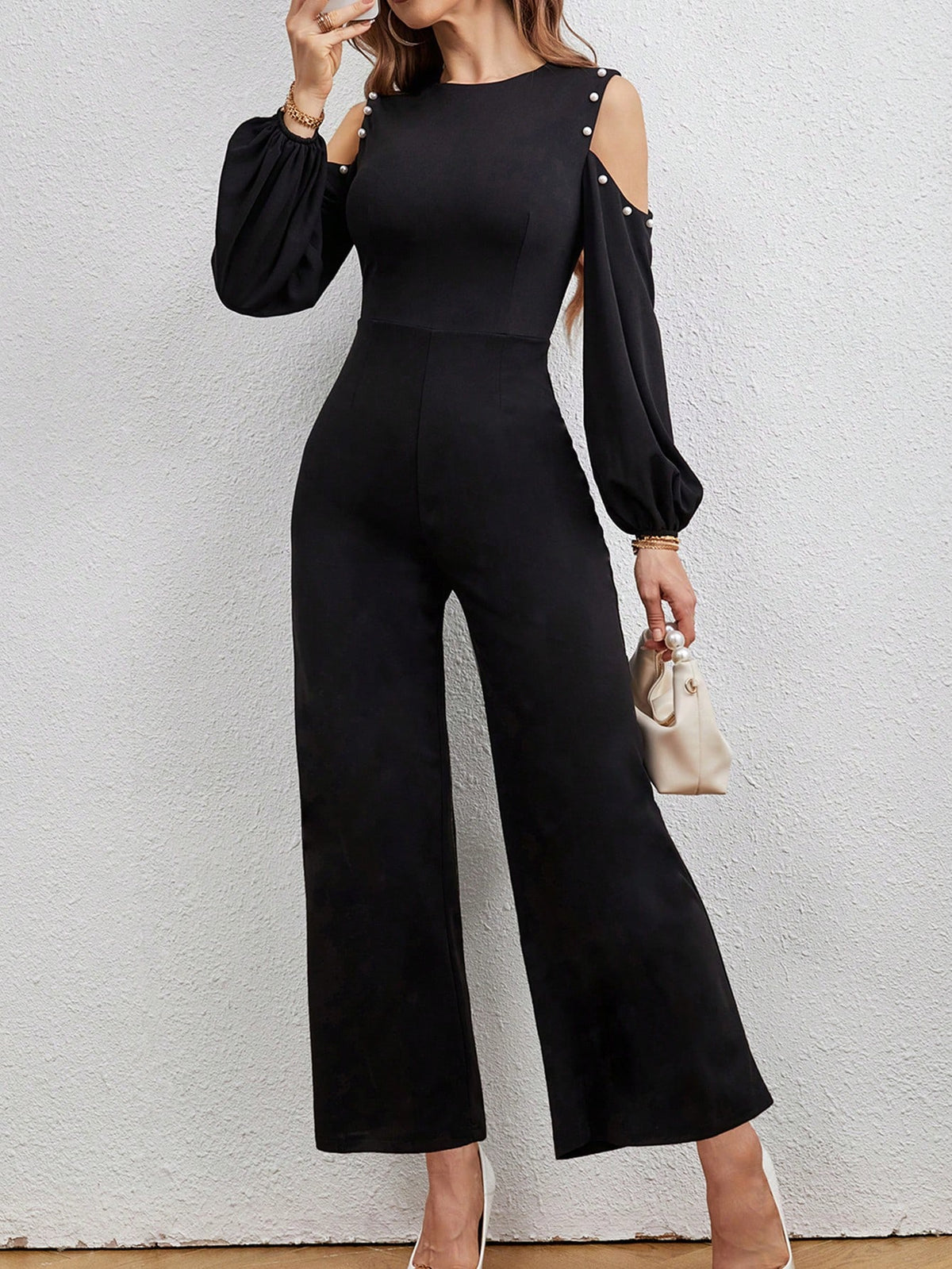 Women's Off-shoulder Lantern Sleeve Jumpsuit