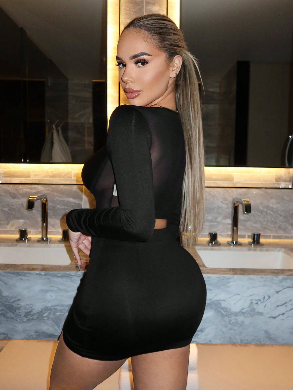 Cardigan & Pleated Midi Skirt Set With Button Front