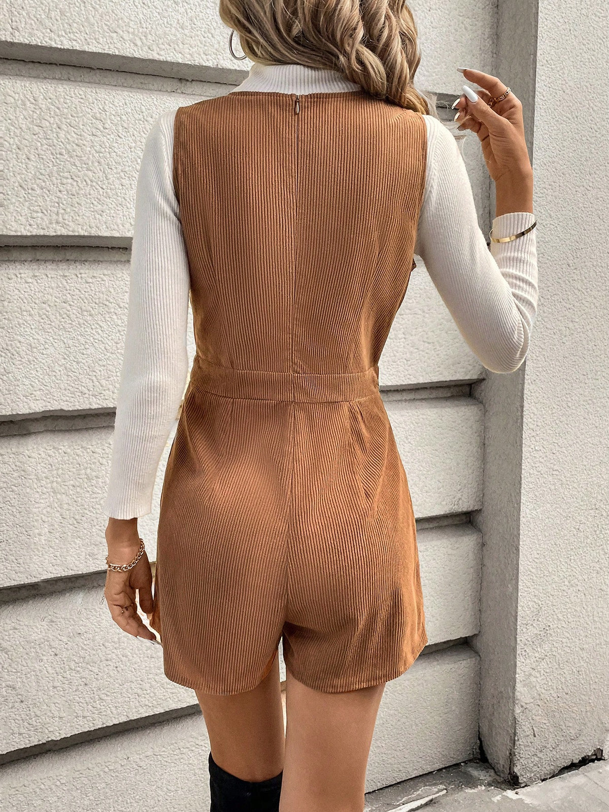 Women's Solid Color Wrap Front Romper Shorts