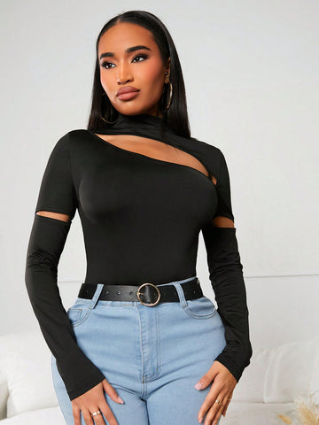 Women'S New Year Sexy High Neck Hollow Out Jumpsuit