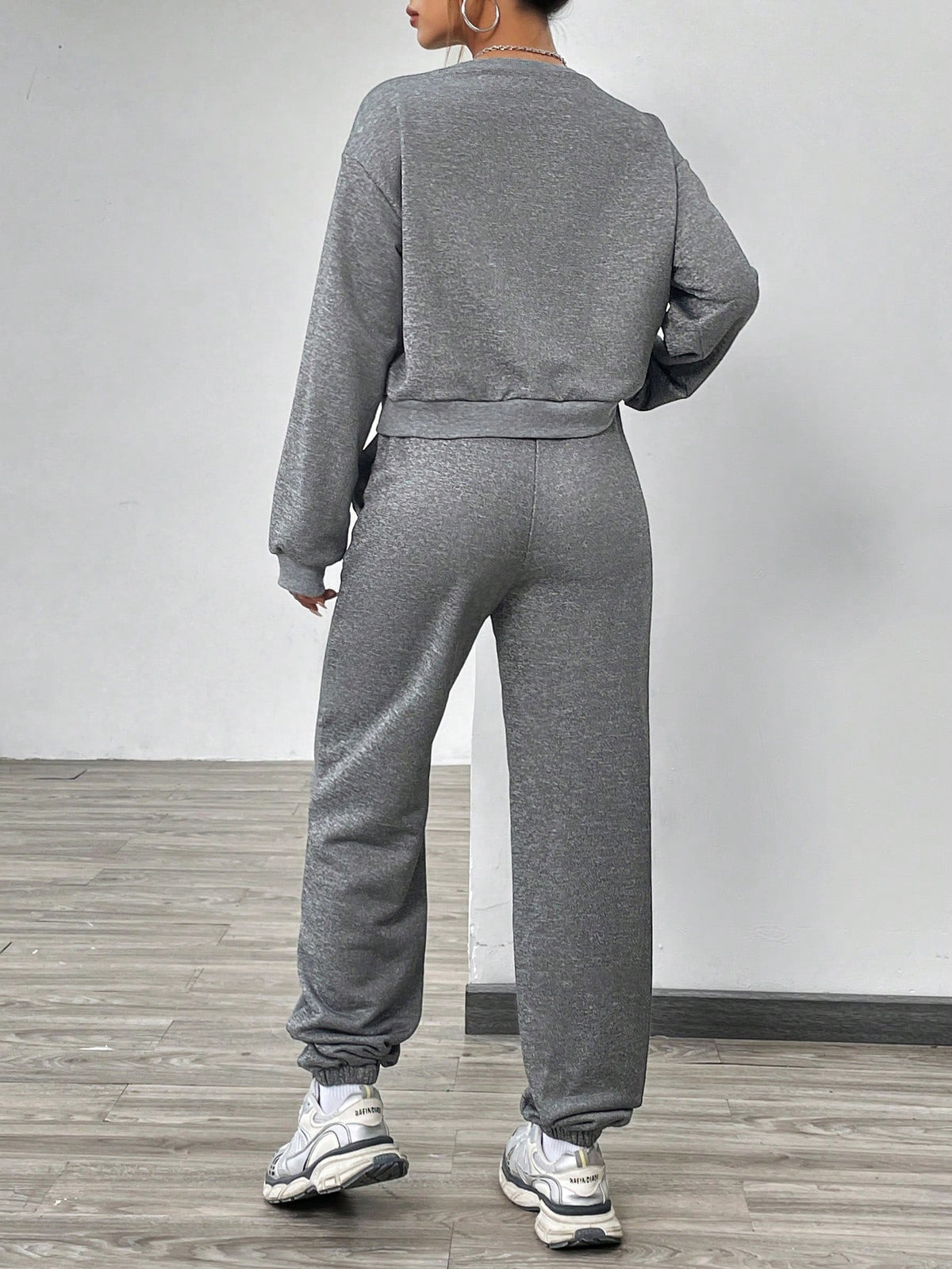 Drop Shoulder Sweatshirt And Sweatpants Set