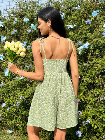 Floral Print Spaghetti Strap Jumpsuit