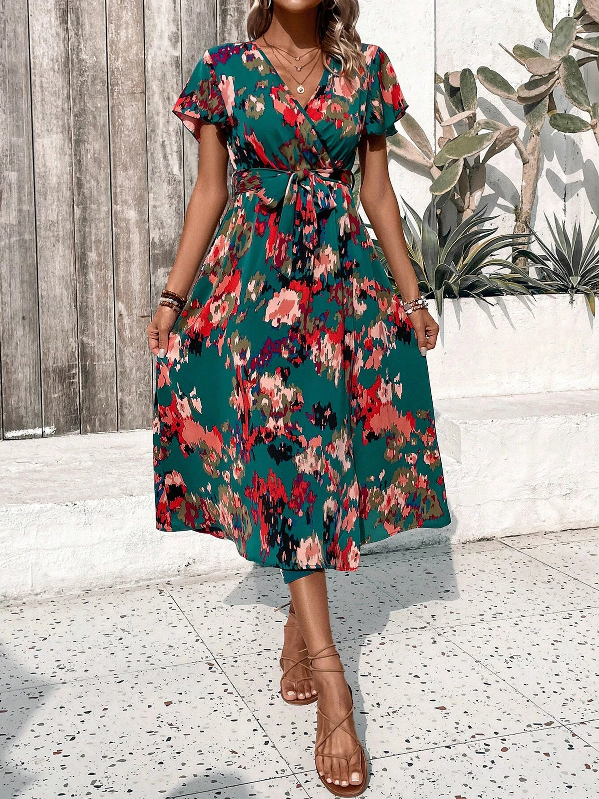 Women's Full Printed Wrap Dress