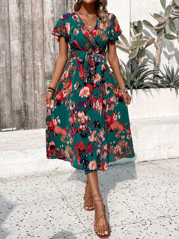 Women's Full Printed Wrap Dress