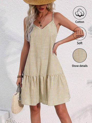 Women's Vacation & Casual Striped Colorblock Spaghetti Strap Dress