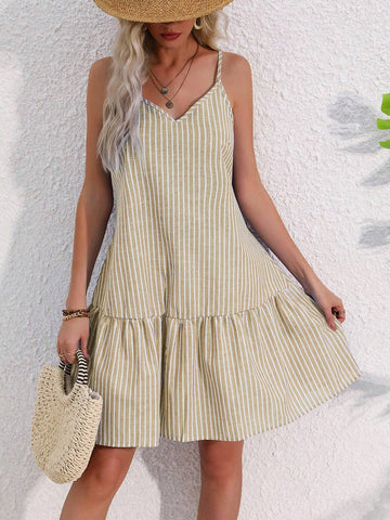 Women's Vacation & Casual Striped Colorblock Spaghetti Strap Dress