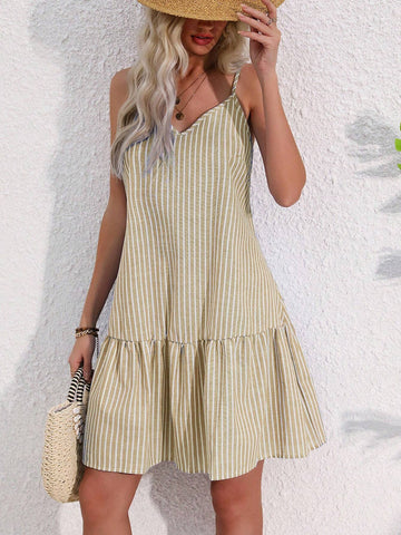 Women's Vacation & Casual Striped Colorblock Spaghetti Strap Dress